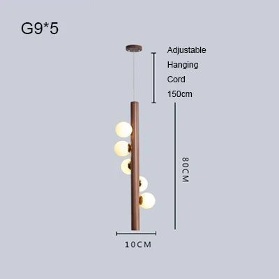 Burly Wood Walnut Glass Pendant Light for Living Room Bar Foyer