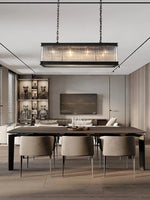 Crystal Rectangle Chandelier: Classic Retro Nordic Ceiling Hanglamp for Dining Room.