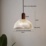 Wood Glass LED Pendant Light Suspension Luminaire for Home Decor