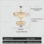 Modern Crystal Chandelier for Duplex Living Room, Lift High Hollow Design