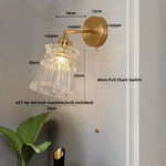 Clear Glass LED Wall Lamp Pull Chain Switch Modern Luxury Home Decor