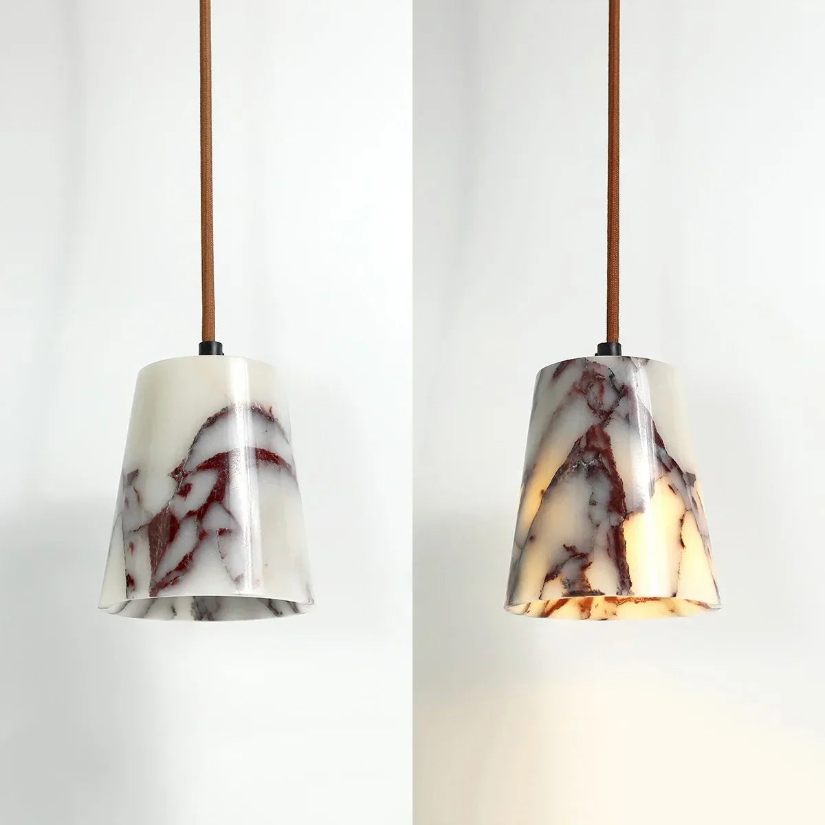Bulgari Stone LED Pendant Lamp - Natural Marble Hanging Light