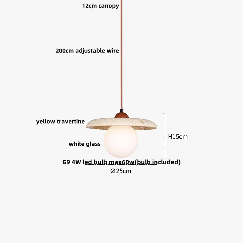Afralia™ Yellow Cave Stone LED Pendant Lights Natural Wood Hanging Lamp