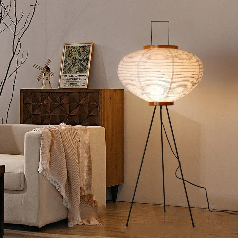 Rice Paper Floor Lamp for Living Room Bedroom (E27 Bulb)