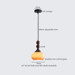 Wood Glass LED Pendant Lamps | French Vintage Hanging Light
