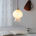 Walnut Glass Pendant Lamp: Nordic LED Hanging Light Fixture for Dining Room, Bedroom, Bar