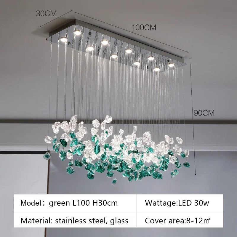 Glass Stone Chandeliers: Modern Luxury LED Pendant Lights for Dining Room Art Decor