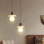 White Glass LED Pendant Lights Stone Wabi Sabi Home Decor Hang Lamp