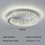 Crystal LED Ceiling Light Chrome Steel Chandelier - Dimmable Round Lamp