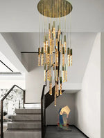 Crystal Circular Staircase Chandelier for Villa Duplex Foyer Decoration