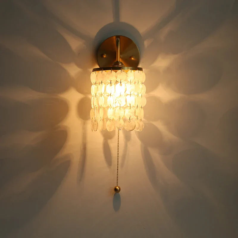 Conch Copper LED Wall Light Fixture with Pull Chain Switch