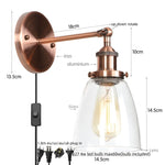 Vintage Single Arm LED Wall Lamp Iron Glass Retro Stair Light