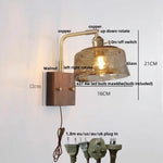 Wood LED Wall Light Up Down Rotate Copper Bedside Lamp