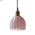 Afralia™ Pink Flower Glass LED Pendant Light Fixture - Modern Nordic Hanging Lamp
