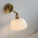 Rotatable Glass LED Wall Lamp with Copper Socket and Pull Chain Switch