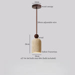 Afralia™ Vintage LED Pendant Light Fixture Iron Yellow Travertine Hanging Lamps Luminaire