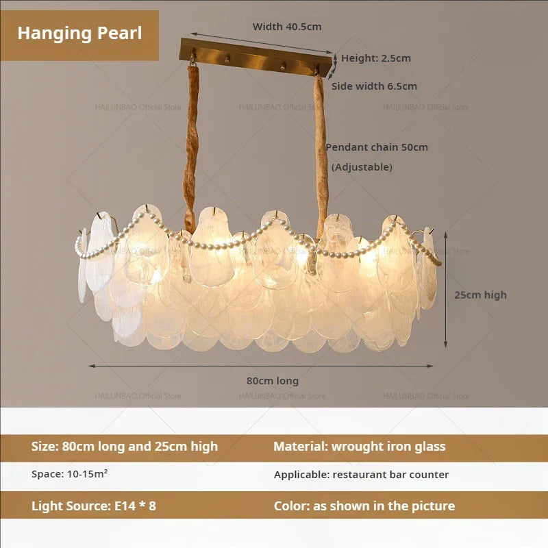 French Chandelier Garden Light with K9 Crystal | Elegant Pearl Shell Design