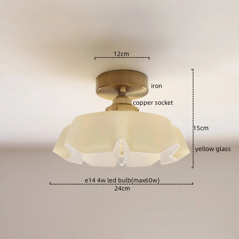 Yellow Glass LED Pendant Light: Modern Nordic Hanging Lamp for Dining Room & Kitchen