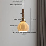 Ceramic LED Pendant Lights with Ash Wood Nordic Design