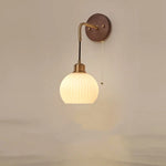 Copper Adjustable LED Wall Light; Modern Pull Chain Switch Glass Stair Lights