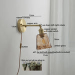 Glass Copper LED Wall Lamp with Knob Switch for Modern Home Decor