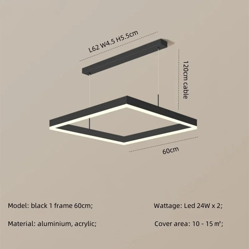 Modern Straight Pendant LED Light - Minimalist Painted Aluminium Chandelier