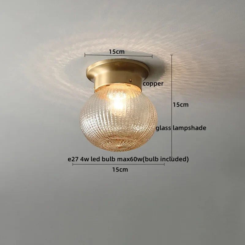Copper Glass Ball LED Ceiling Light - Modern Style Indoor Lighting Fixtures