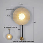 Round Black Iron LED Wall Lamp Bulgari Marble White Glass Stair Light