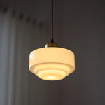 Afralia™ White Glass Copper LED Pendant Light Fixture for Study Bedroom Restaurant