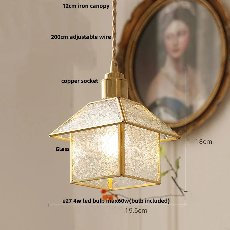 Afralia™ Vintage Flower LED Pendant Light Fixture Japanese Style Wooden Glass Hanging Lamp