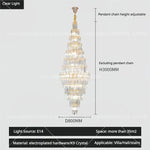 Hollow Spiral Staircase Chandelier | Modern Long Crystal Light for Villa Livingroom