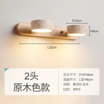 Travertine Wall Sconce Light Wood Rotatable for Bedroom Bedside