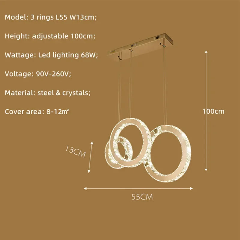 Afralia™ Crystal Circle LED Pendant Chandelier for Dining Room