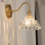 Brass LED Wall Sconce Clear Glass Pull Chain Switch Modern Vanity Light