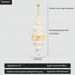 Hollow Spiral Staircase Chandelier | Modern Long Crystal Light for Villa Livingroom