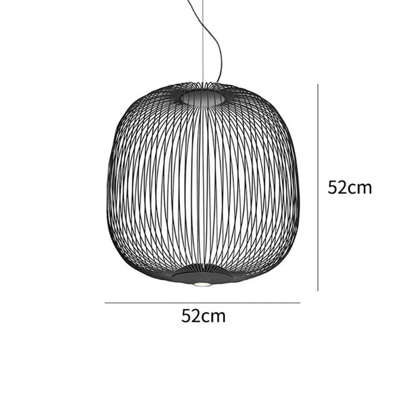 Spokes Pendant: Minimalist Birdcage Hanging Light for Villa, Lobby, Staircase & Home Decor
