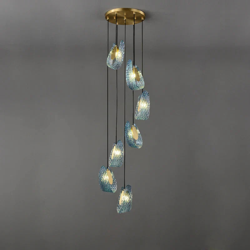 Blue Queen Crystal Glass Chandelier for Staircase Lighting