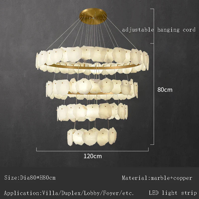 Spanish Marble Brass Chandelier: Luxury LED Lighting for Hotels & Villas