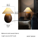 Retro Wood Carving Table Lamp Black Elegant Desk Light Home Office Decor