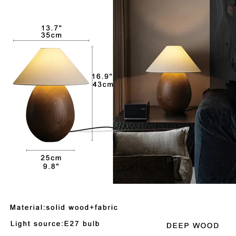 Wooden Mushroom Desk Lamp Black Engraved Table Light for Office Décor