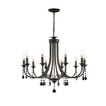 Black Metal Crystal Chandelier: Artistic LED Lighting for Home Decor