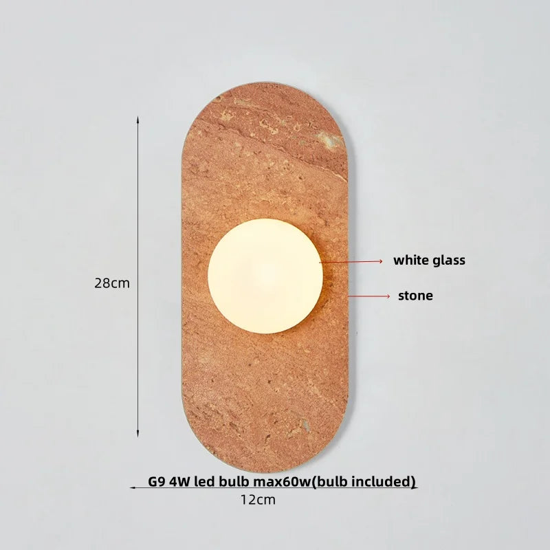 Glass Globe LED Wall Lamp Nordic Modern Stone Bathroom Mirror Light