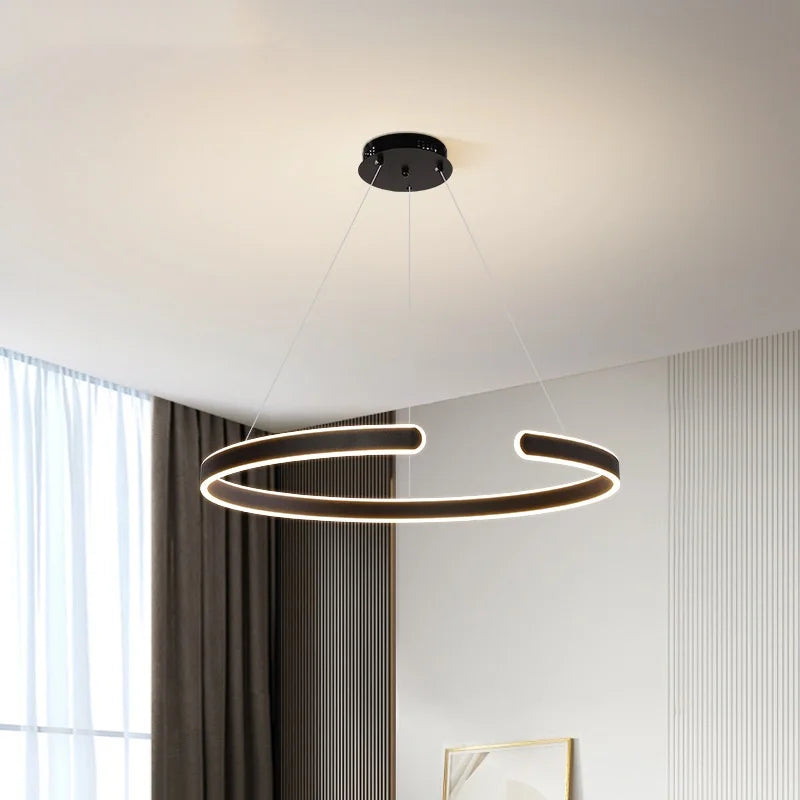 Circle Pendant Chandelier Dimmable LED Lights for Modern Living Room