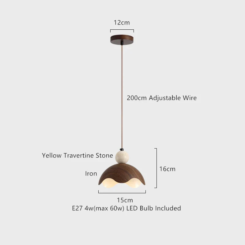 Yellow Travertine Iron Pendant Light - Wabi-Sabi Style Home Decoration Lighting