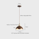 Yellow Travertine Stone LED Pendant Light: Modern Iron Fixture for Home Decor