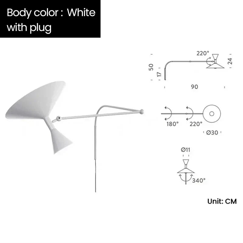 Marseille Rotary Wall Lamp - Adjustable Up/Down Lighting for Living Room & Bedroom