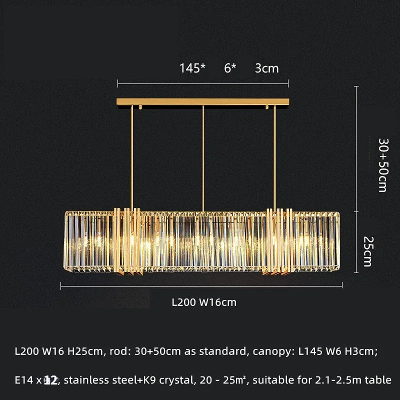 Luxe E14 LED Crystal Pendant Chandelier: Elegant Dining Room Lighting