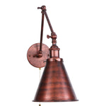 Afralia™ Retro LED Swing Arm Bedside Wall Lamp Rustic Industrial Iron Loft Wall Light