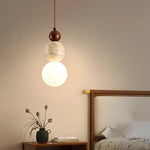 Afralia™ Yellow Travertine Spherical Stone LED Pendant Lamp for Bedside Living Room