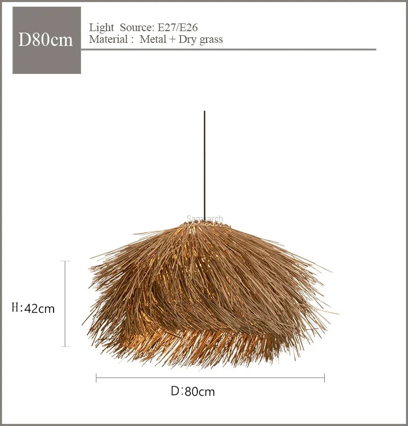 Rattan Pendant Lamp Chandelier for Restaurant Bar Home Decor, E27 Bulb